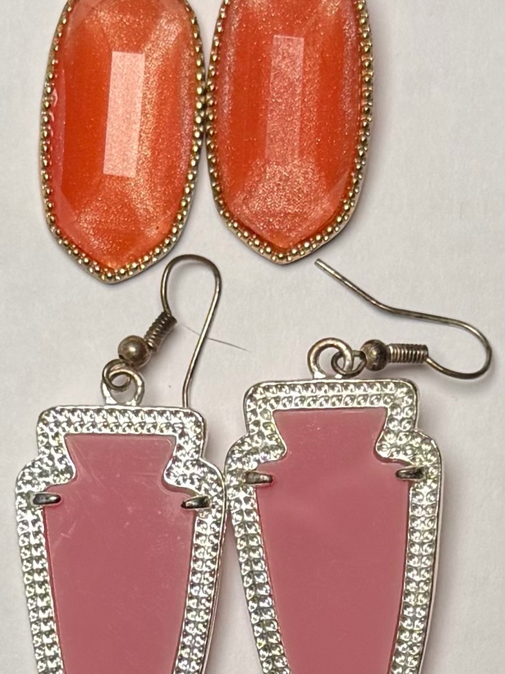 Colorful Statement Earring Bundle Orange Drop + Pink Arrowhead Boho Western Set